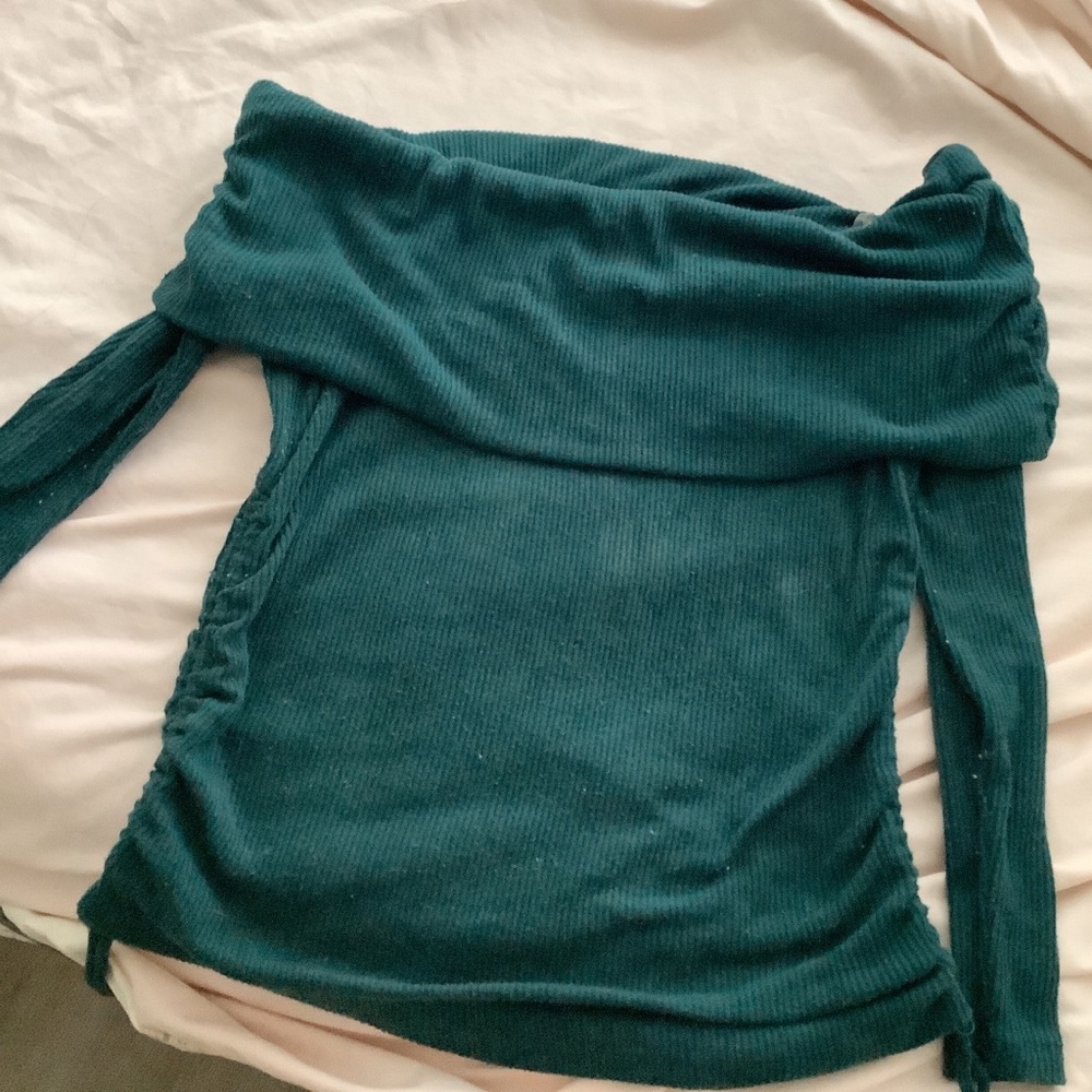 Clarks Deep Teal Off-Shoulder Sweater